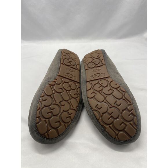 UGG Ansley Taupe Suede Sheepskin Lined Moc Toe Slippers Women’s Size 10 - Picture 8 of 10